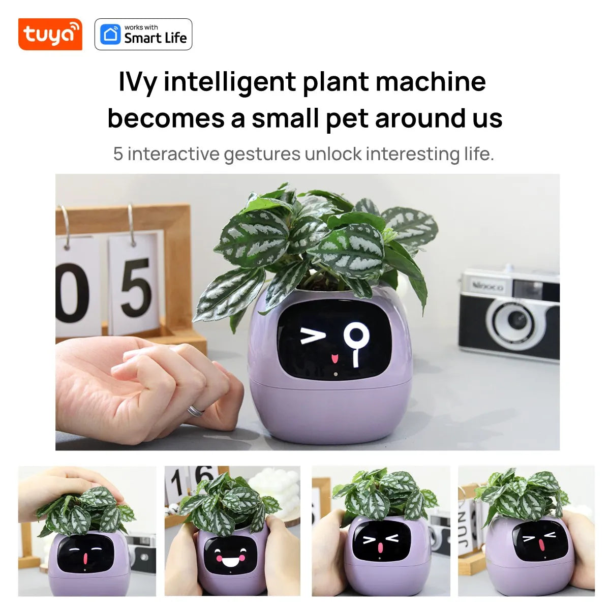 Ivy Smart Planter – AI-Powered Plant Care with 49 Expressions & 7 Smart Sensors