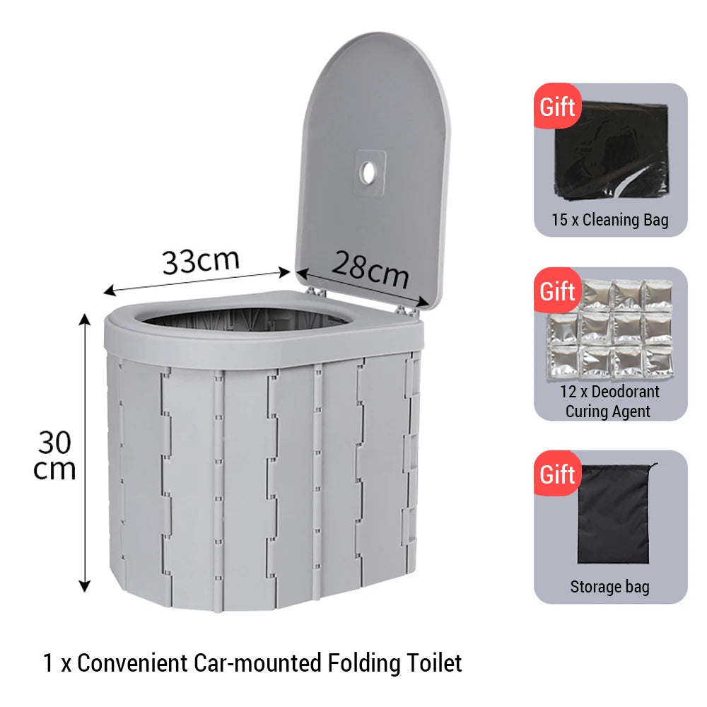 Travel-use in-vehicle folding toilet