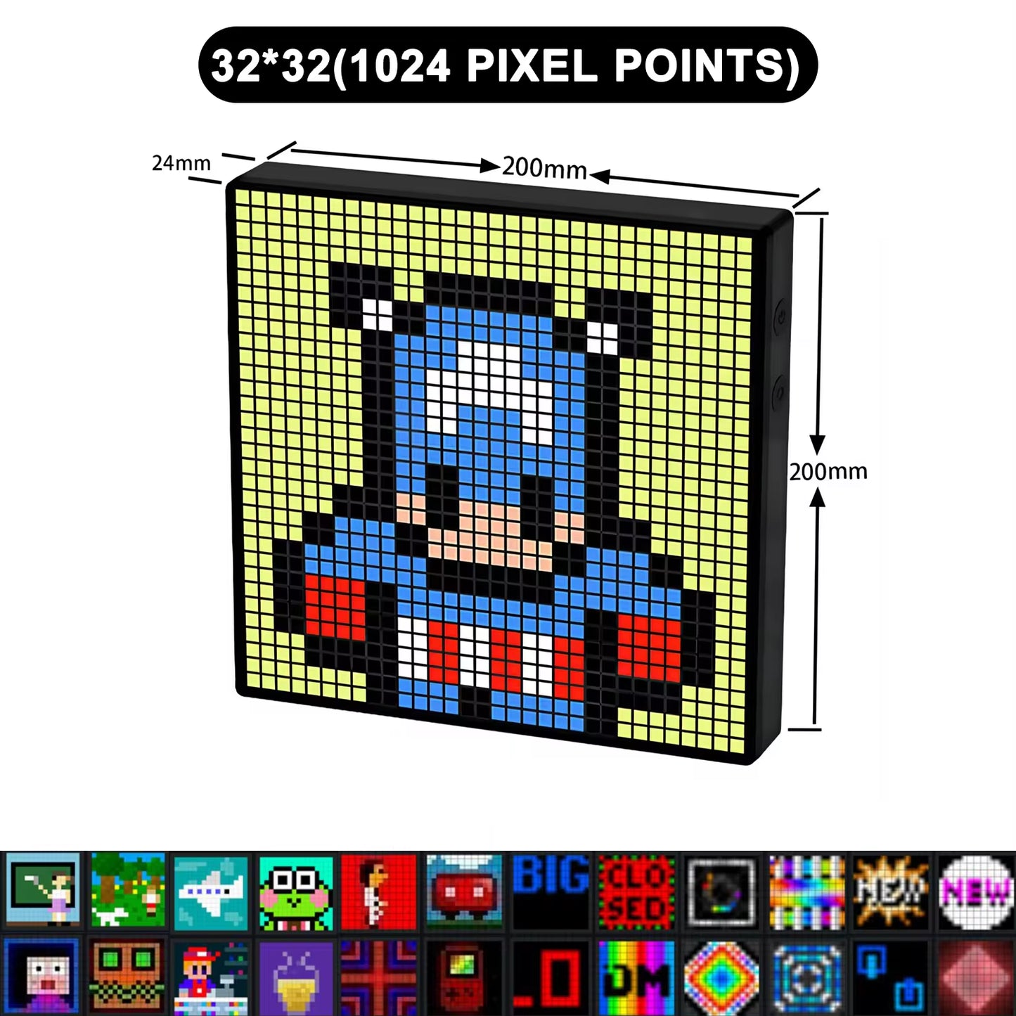 Programmable 64x64 RGB LED Pixel Display – Creative Pixel Art Screen with Bluetooth Control