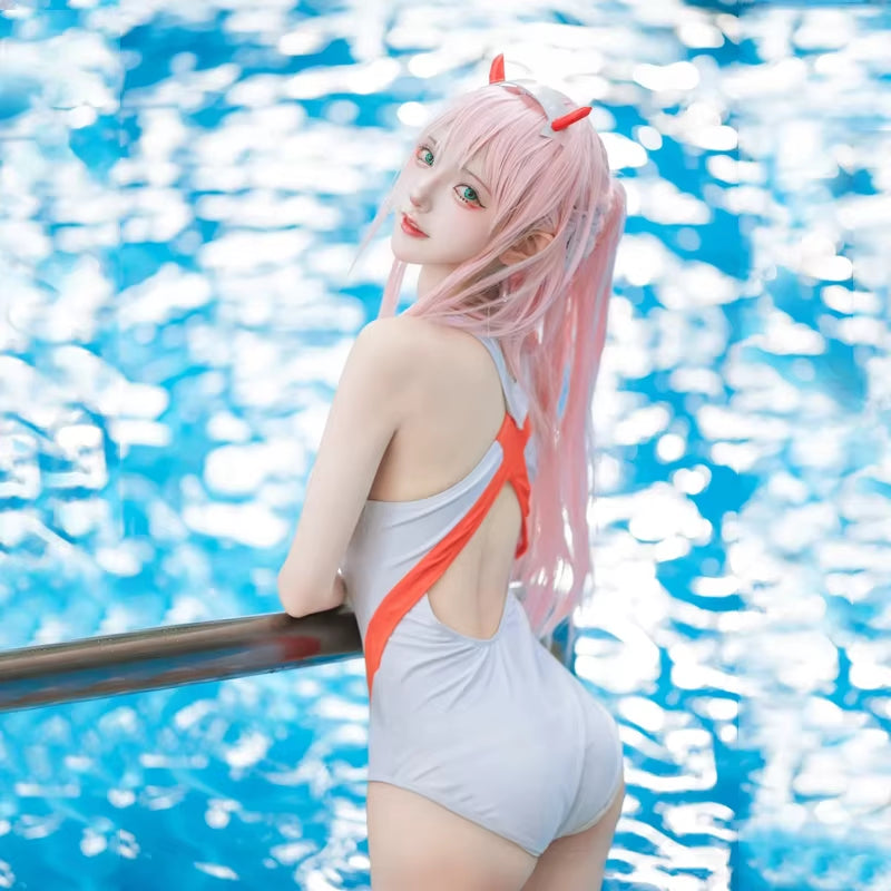 DARLING in the FRANXX Cosplay Zero Two Sexy Swimming Suit Bikini for Women ACGN Party Perform Coser Costumes Anime Peripherals