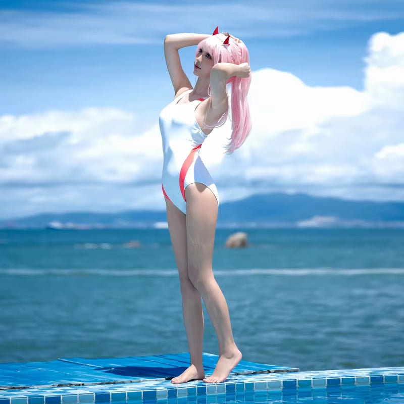 DARLING in the FRANXX Cosplay Zero Two Sexy Swimming Suit Bikini for Women ACGN Party Perform Coser Costumes Anime Peripherals