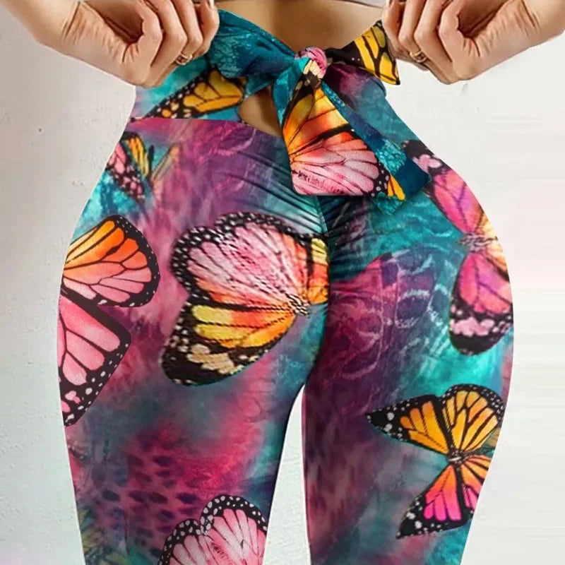 Butterfly Print High-Waist Butt Lift Leggings