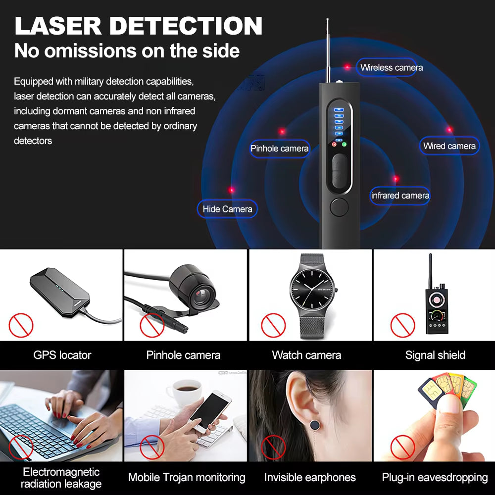 Wireless RF Signal Detector Anti-spy Hidden Camera Detector