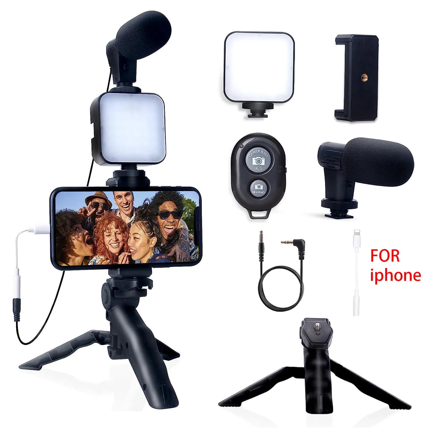 Vlogging Kit with Tripod & Mic for iPhone/Android