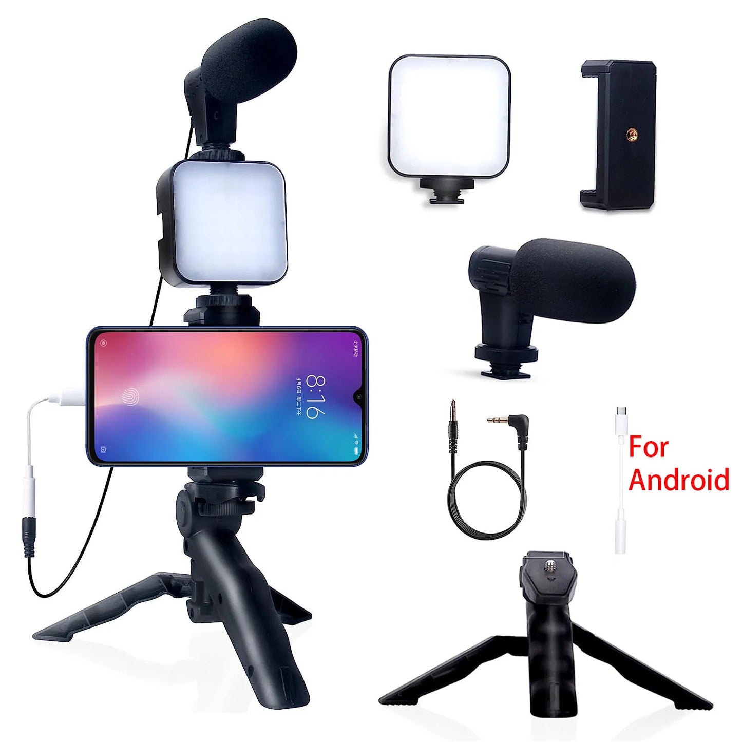 Vlogging Kit with Tripod & Mic for iPhone/Android