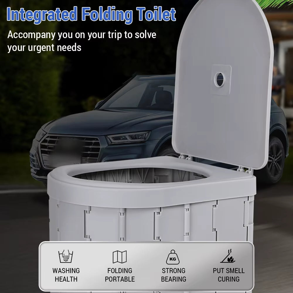 Travel-use in-vehicle folding toilet