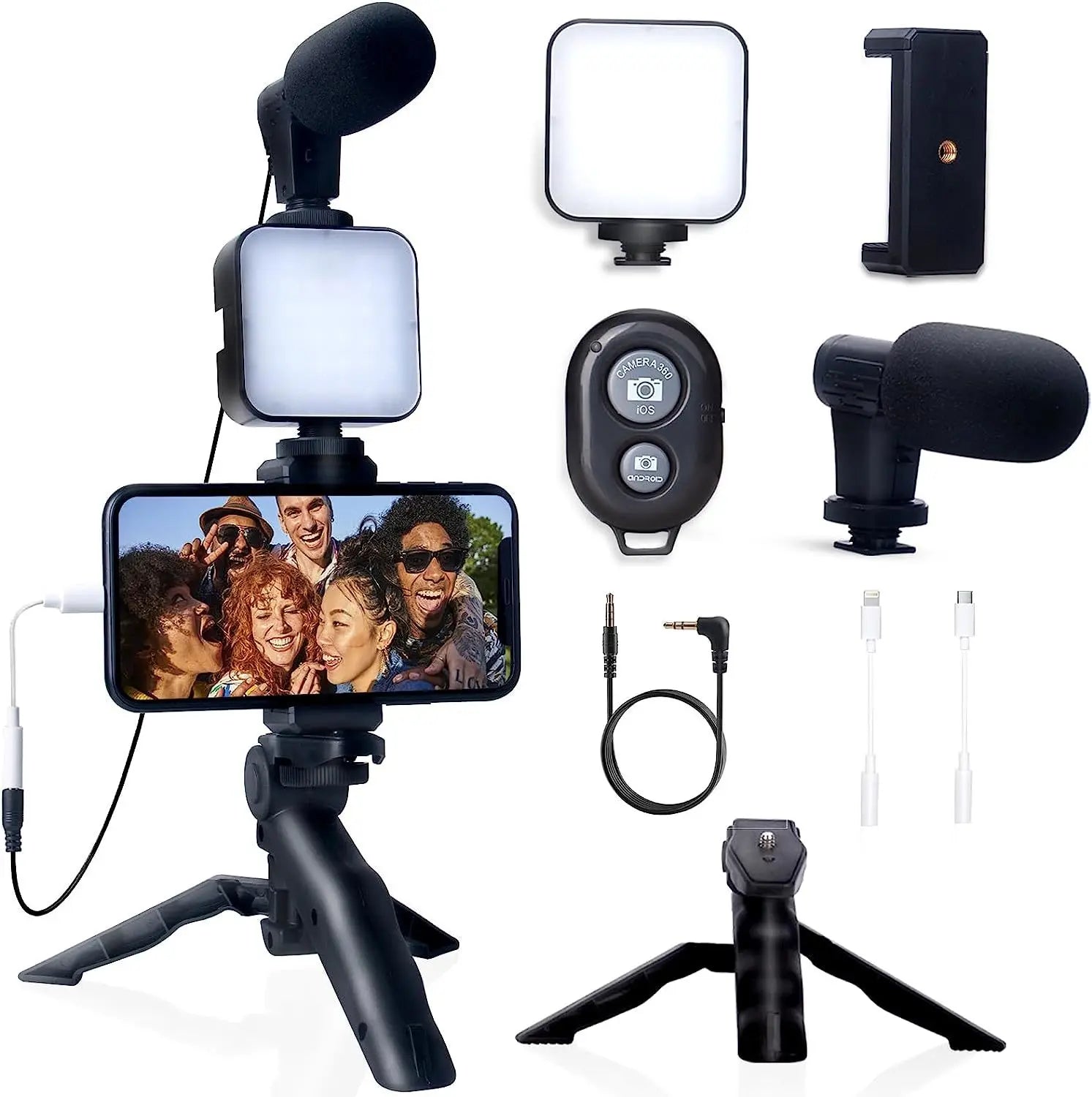 Vlogging Kit with Tripod & Mic for iPhone/Android