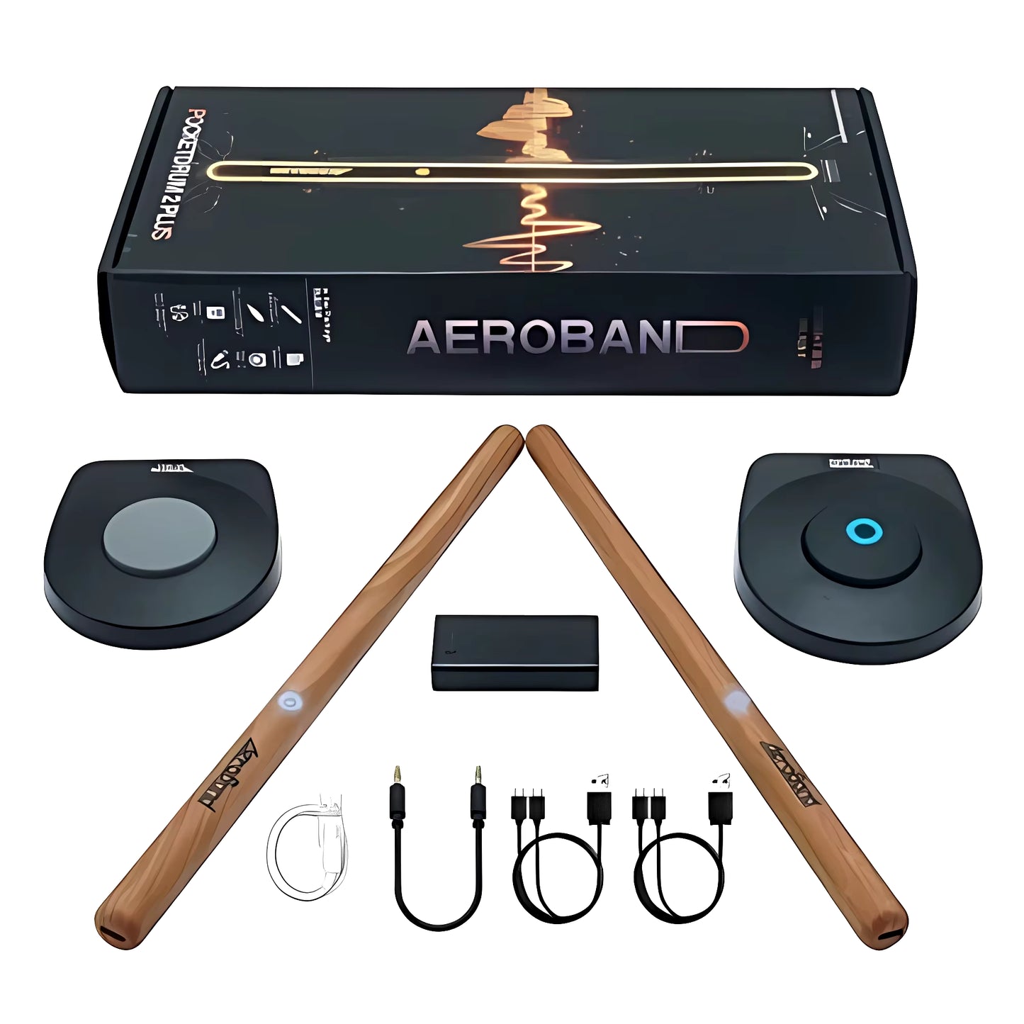 Portable Digital Air Drum Kit - Drumsticks, Foot Pedals & Bluetooth