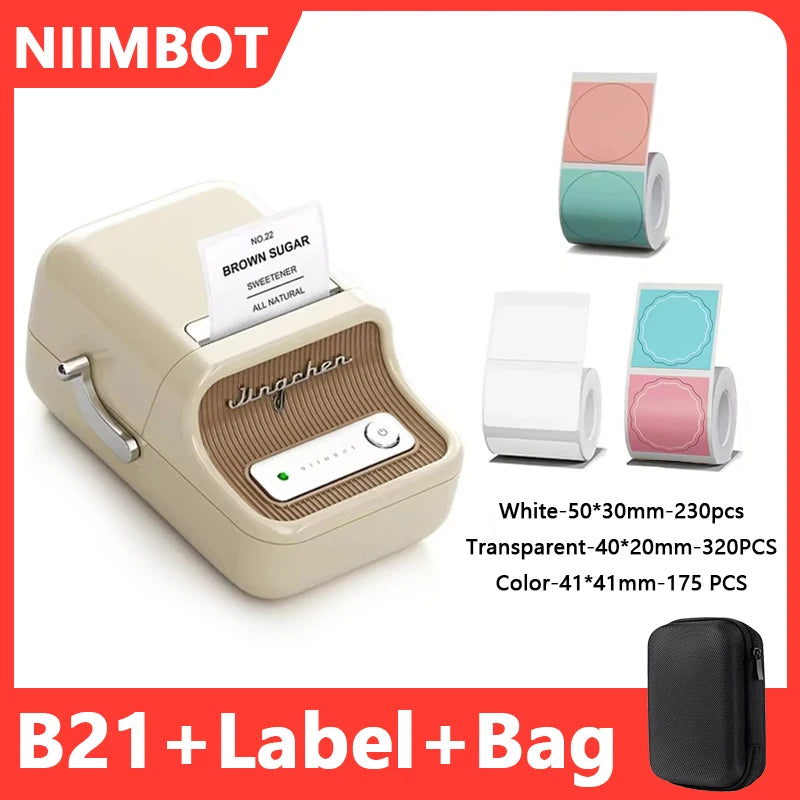 Mini B21 Portable Label Printer - Wireless Thermal Sticker Maker