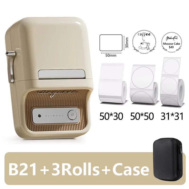 Mini B21 Portable Label Printer - Wireless Thermal Sticker Maker