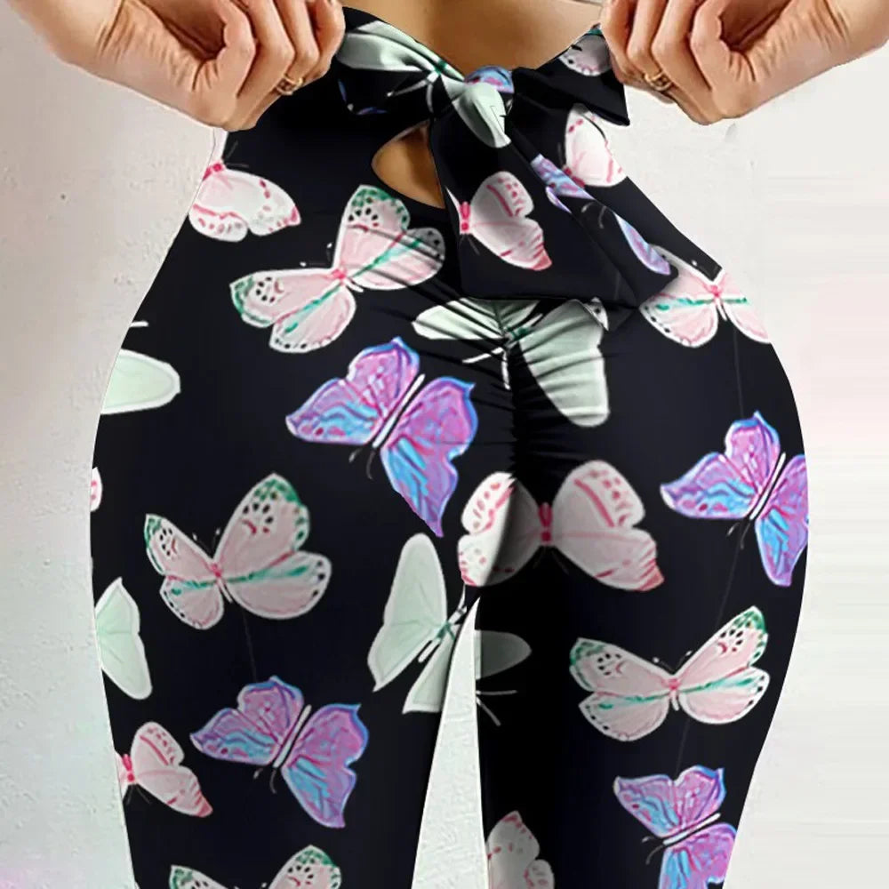 Butterfly Print High-Waist Butt Lift Leggings