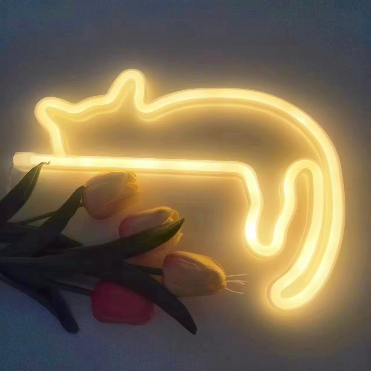 Cat Neon Wall Sign - LED Light Decor for Rooms, Pet Stores, and Parties