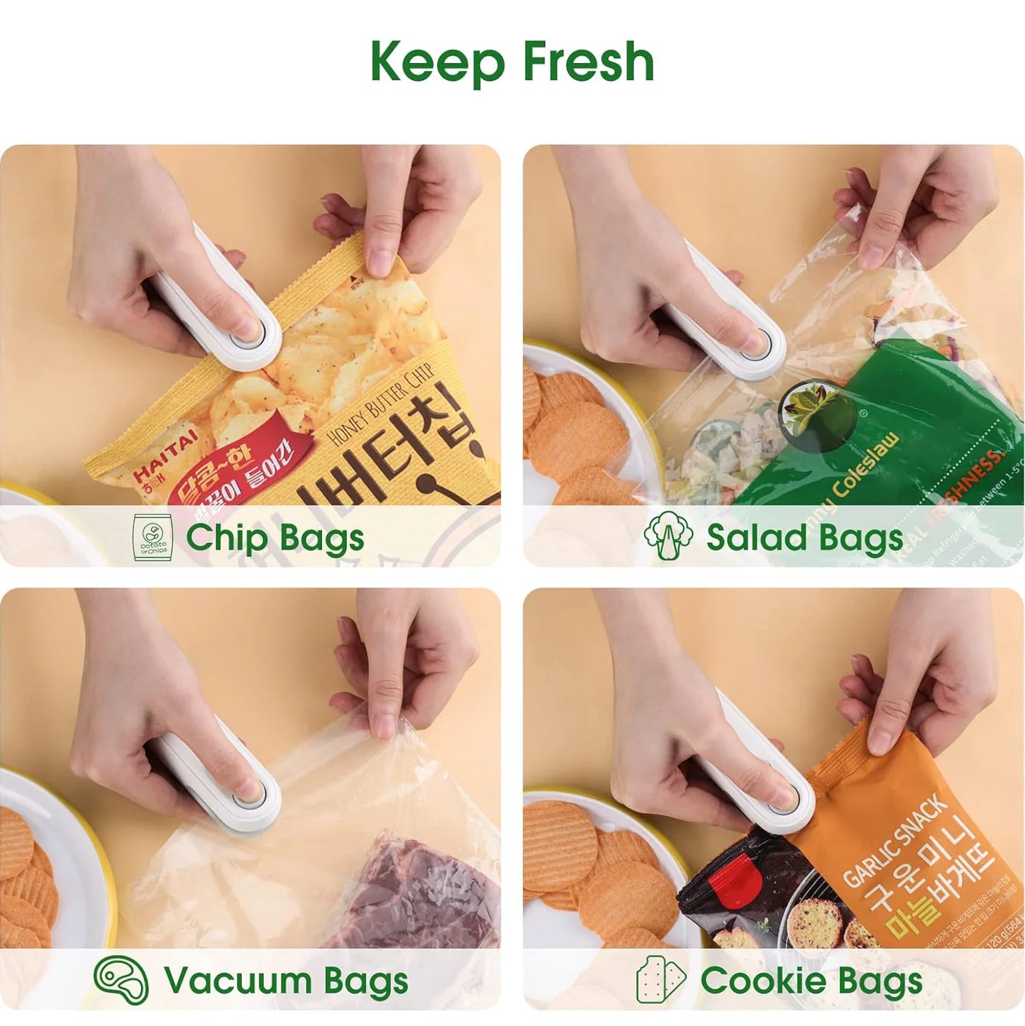 Portable 2-in-1 Mini Heat Sealer – Rechargeable Vacuum & Snack Bag Sealer for Home Use