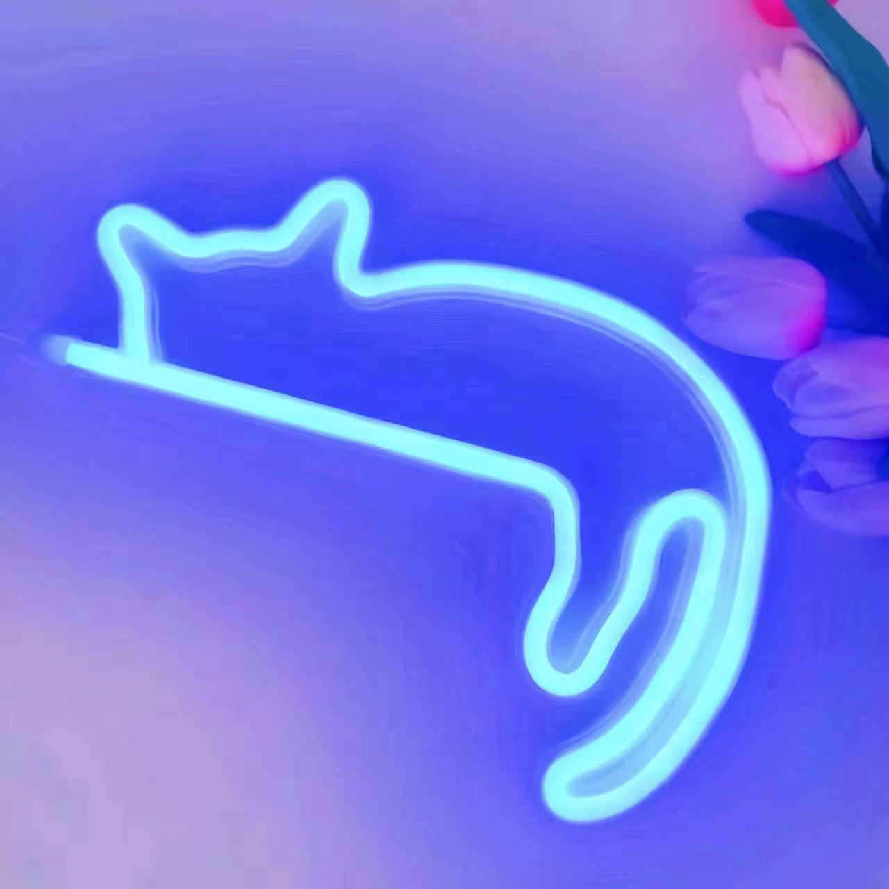 Cat Neon Wall Sign - LED Light Decor for Rooms, Pet Stores, and Parties