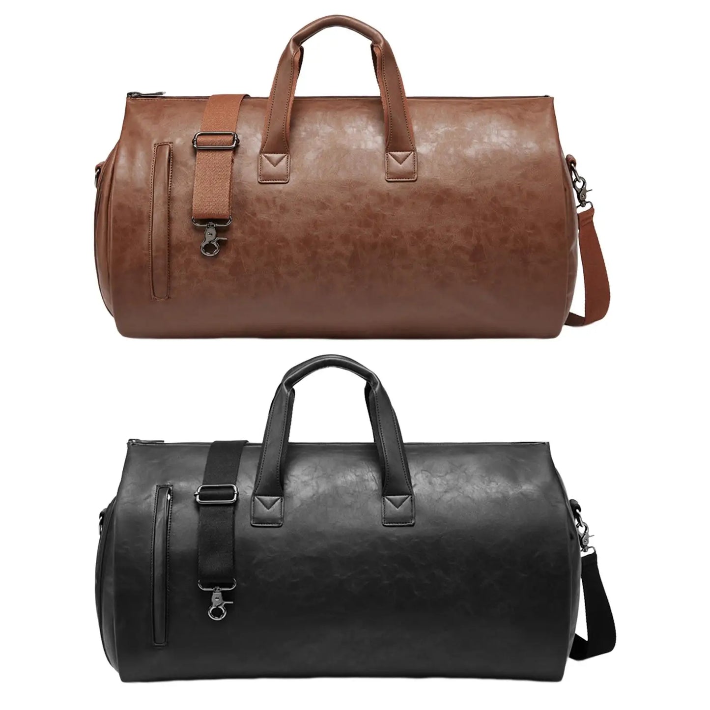 Leather duffel bag with waterproof finish 