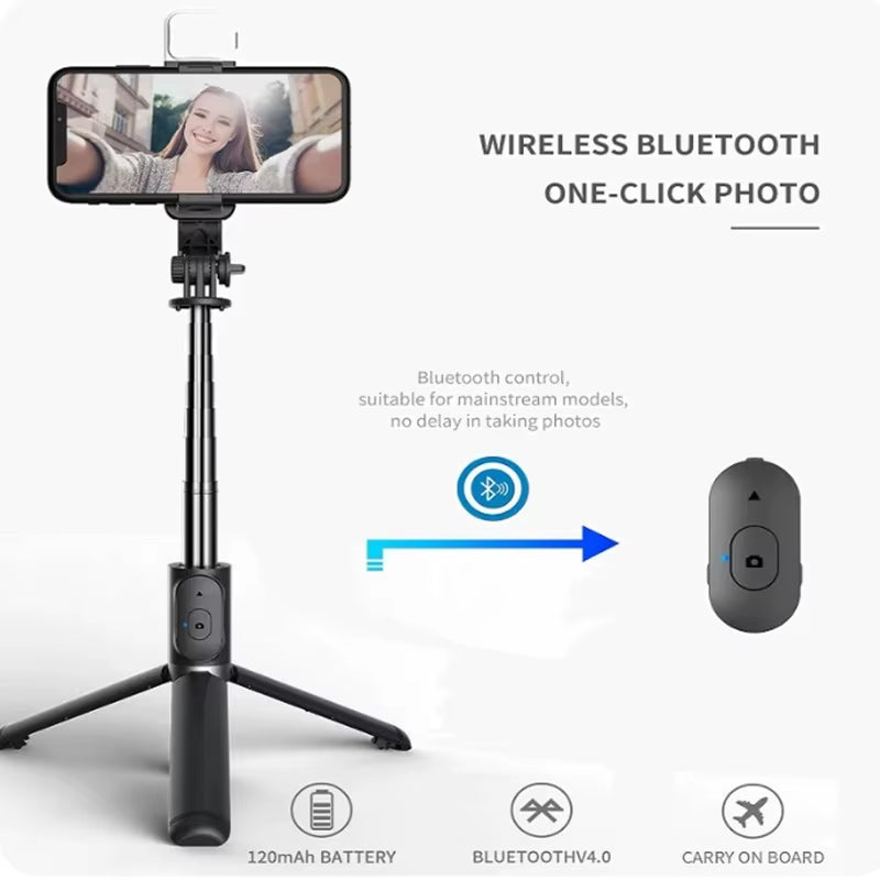 Phone Selfie Stick Tripod 1045mm with Wireless Bluetooth LED Fill Light and Remote Shutter