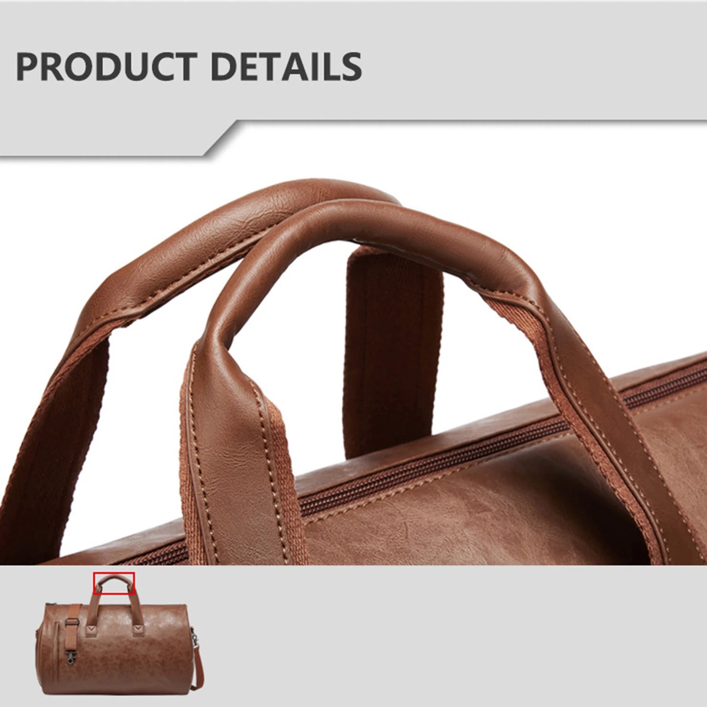 Leather duffel bag with waterproof finish 