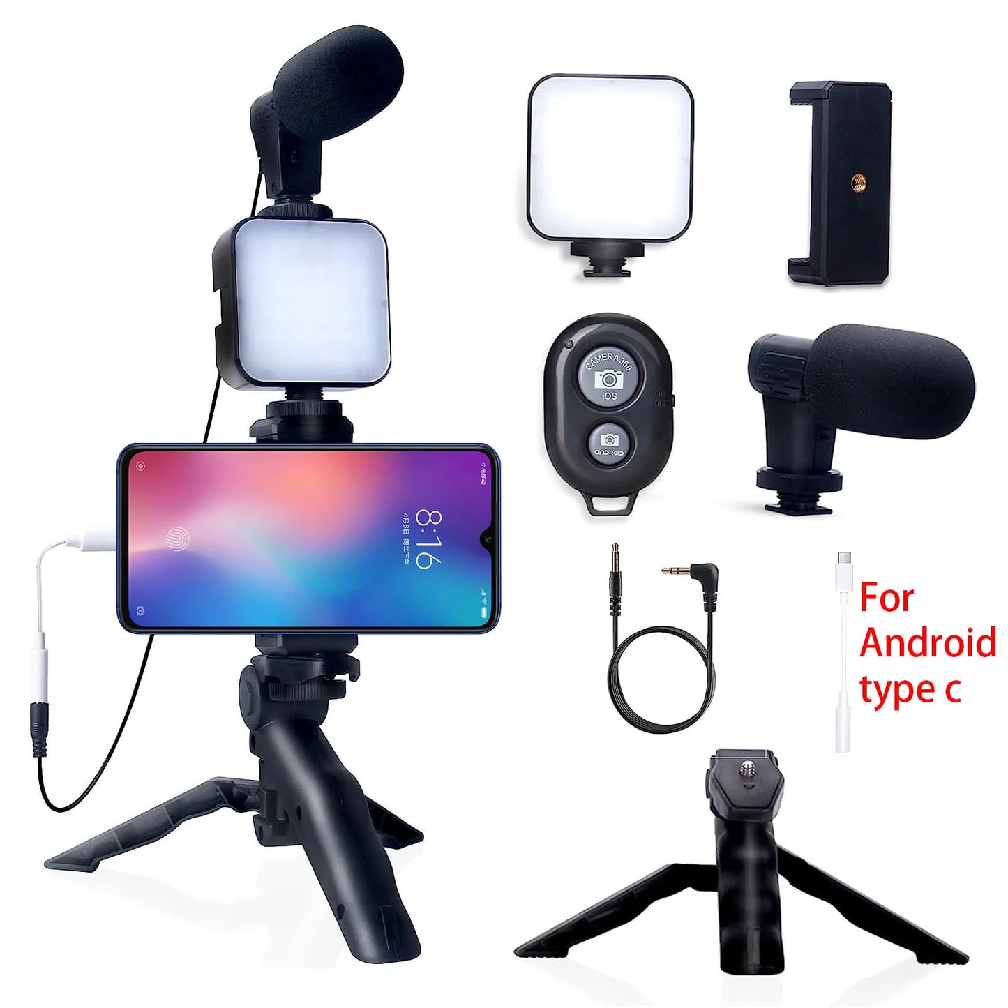 Vlogging Kit with Tripod & Mic for iPhone/Android